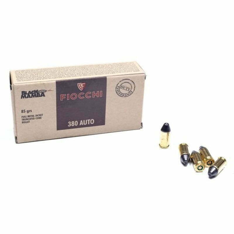 Munição Fiocchi 380 Auto Fmjtc Black Mamba 85gr – Cx 50
