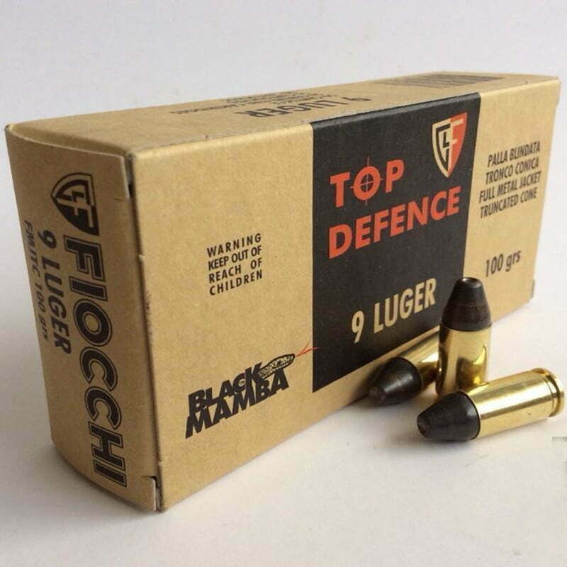 Munição Fiocchi 9mm Fmjtc Black Mamba 100gr – Cx 50