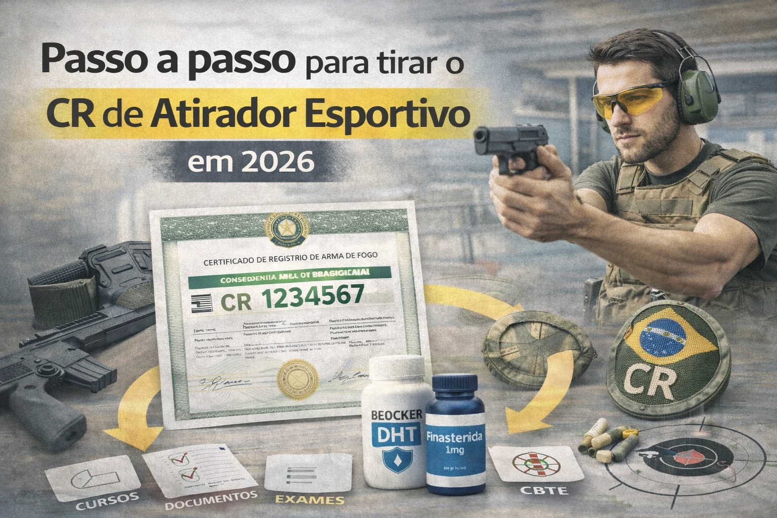 Guia passo a passo explicando como tirar CR de atirador esportivo com documentos e legislação